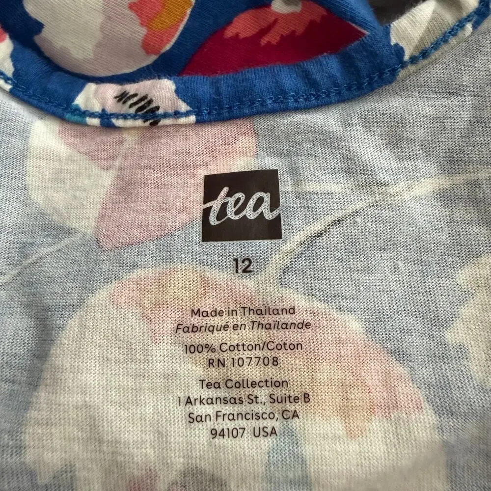 Tea Collection floral print ruffle sleeve jumpsuit blue white pink